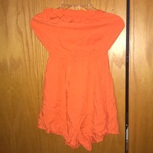 Orange Strapless Romper